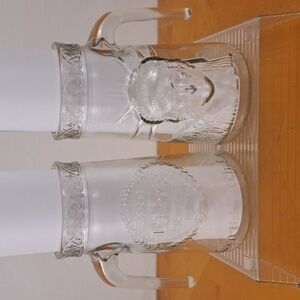 Vintage 80's Anchor Glass Staute of Liberty clear heavy drinking glasses